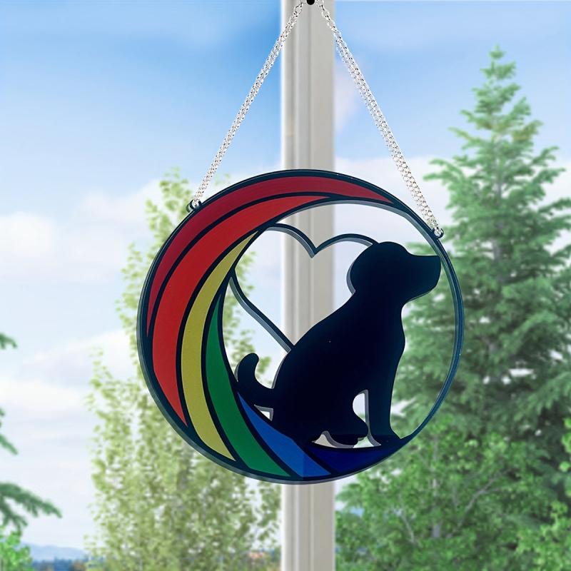 Stained Glass Dog Memorial For Loss Of Dog | Rainbow Bridge Pet Memorial