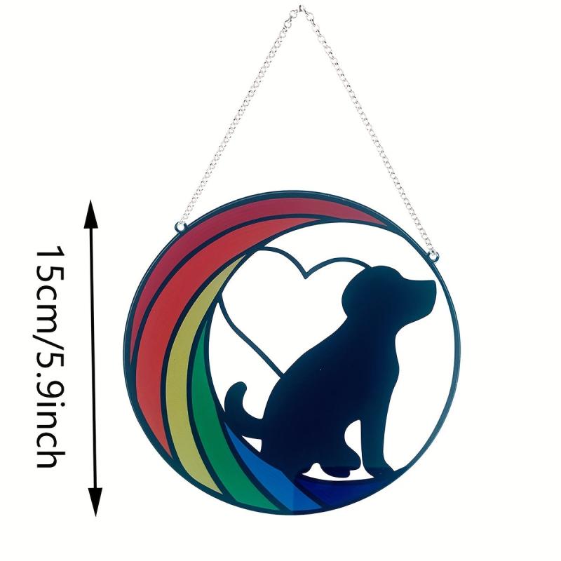 Stained Glass Dog Memorial For Loss Of Dog | Rainbow Bridge Pet Memorial