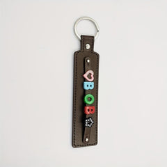 Customizable Dark Brown Pet Memorial Keychain with Colorful Letter String