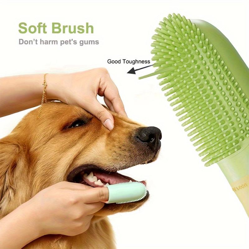 Soft Bristle Dog Toothbrush Handle Reusable Teeth Cleaning Brush