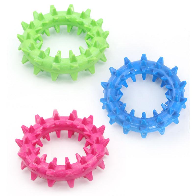 Durable Spiked Ring Pet Toy with Audible Teething Sound