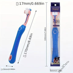 Three Head Pet Toothbrush Dog Cat Oral Cleaning Supplies