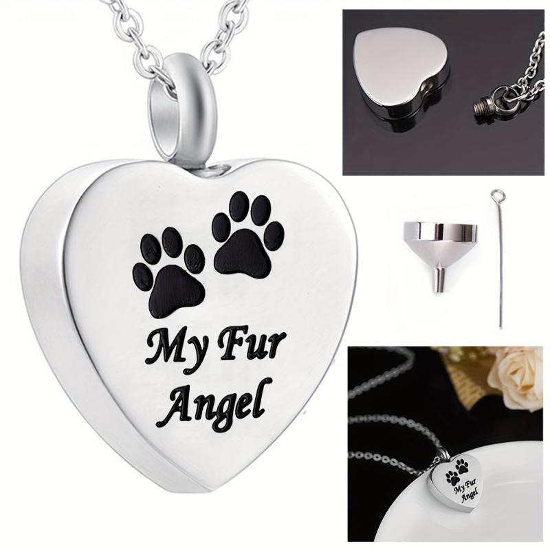 Pet Memorial Necklace Heart Pendant Cremation Urn Jewelry for Ashes