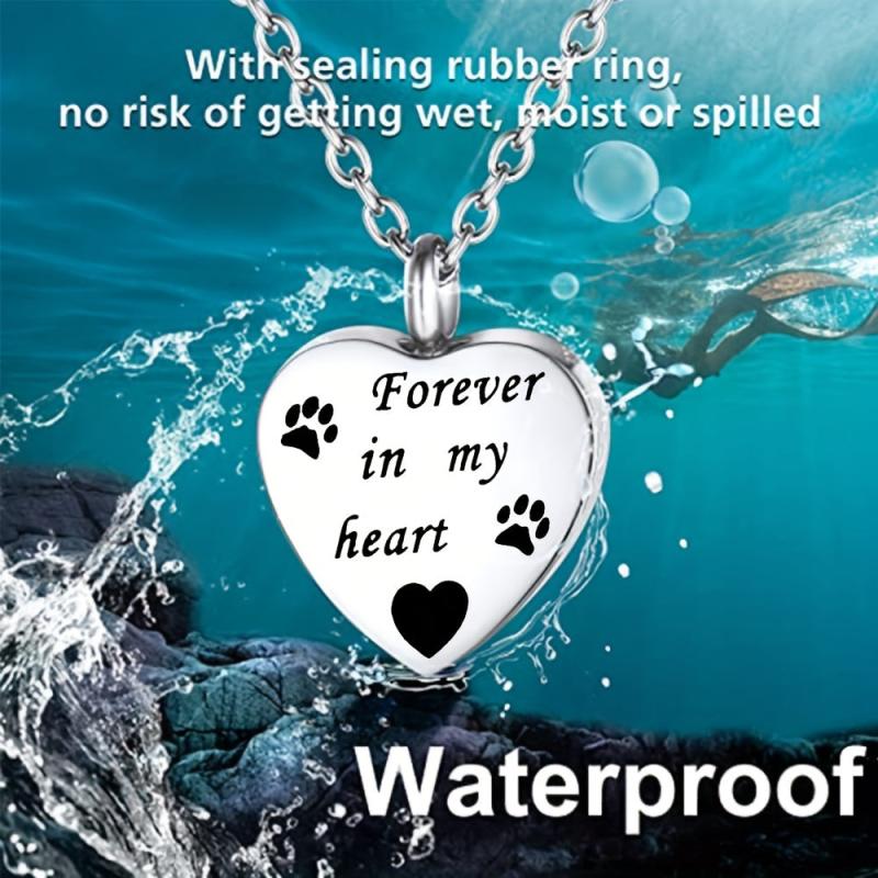 Pet Memorial Necklace Heart Pendant Cremation Urn Jewelry for Ashes