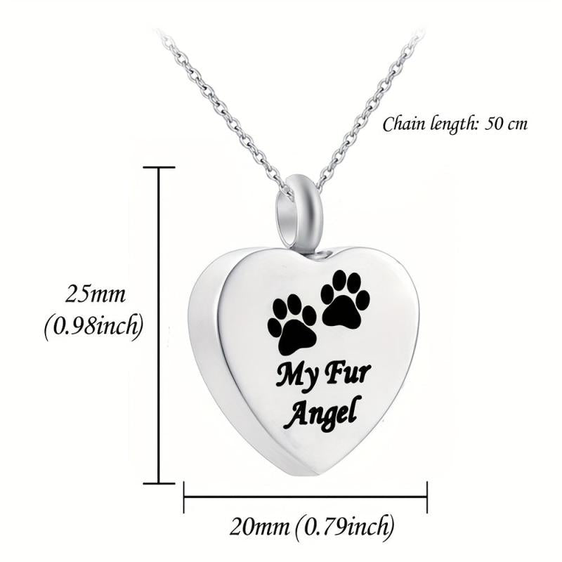 Pet Memorial Necklace Heart Pendant Cremation Urn Jewelry for Ashes