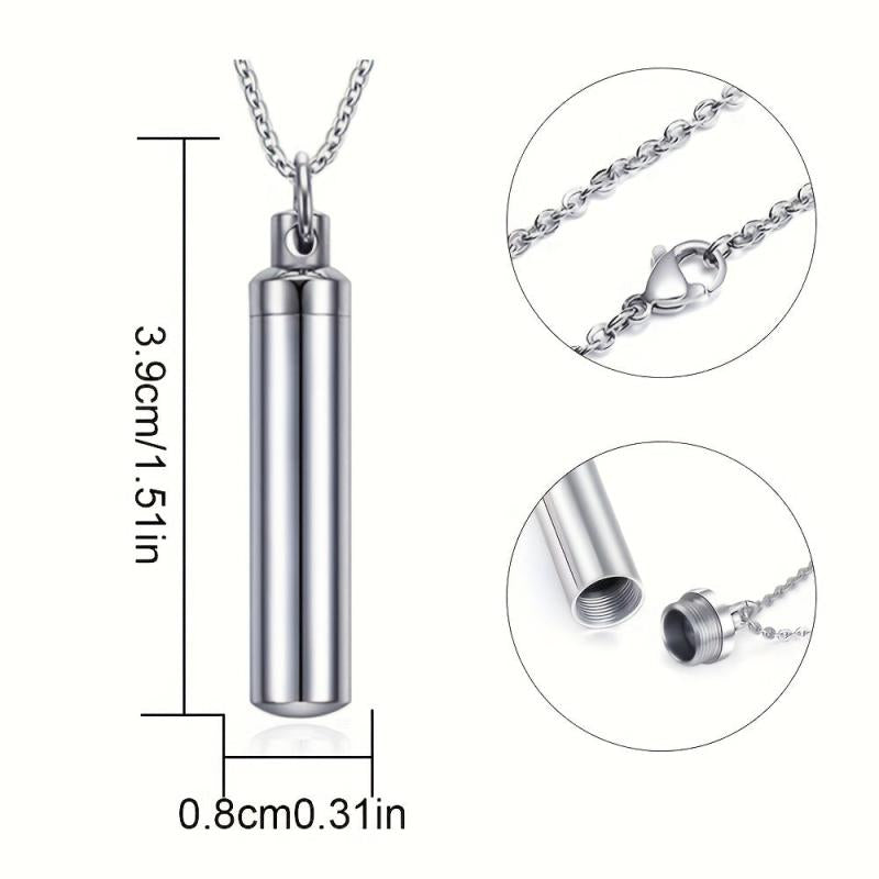 Memorial Cremation Urn Necklace in Stainless Steel - Keep Your Loved Ones Close