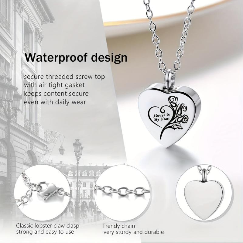 Heart Pendant Cremation Urn Necklace for Cats and Dogs