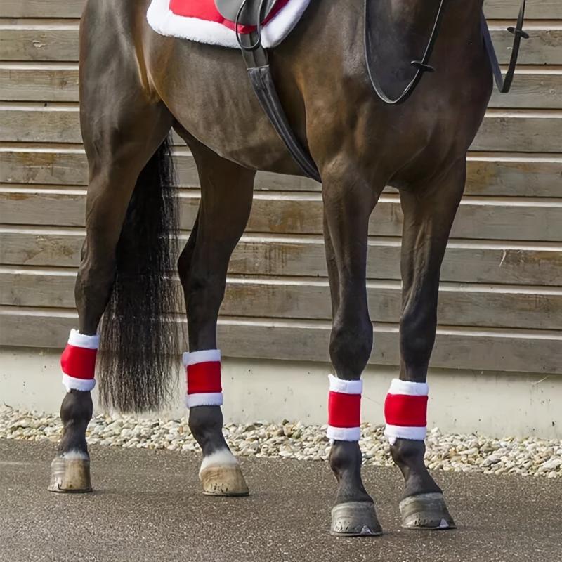 Christmas Horse Leg Sleeve Bubble Fleece Winter Warm Protector