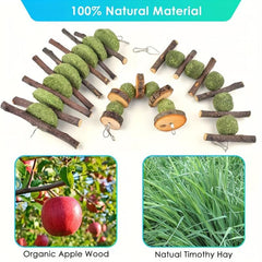 3pc Bunny Rabbit Chew Toys for Teeth Grinding Natural Wood Sticks for Small Pets