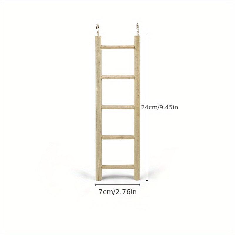 Wooden Parrot Toy Stand with Hamster Ladder