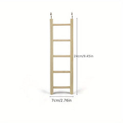 Wooden Parrot Toy Stand with Hamster Ladder