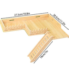 Solid Wood Hamster Platform with Fence Climbing Ladder Toy