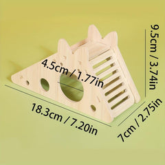 Wooden Hamster House with Ladder and Slide Hideout Toy for Small Animals