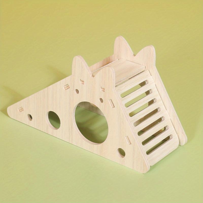 Wooden Hamster House with Ladder and Slide Hideout Toy for Small Animals