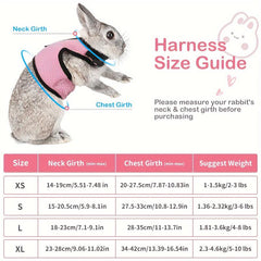 Small Pet Rabbit Harness with Stretchy Leash and Breathable Mesh Vest