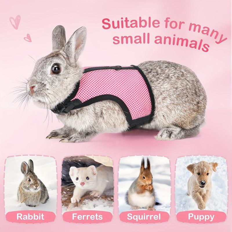 Small Pet Rabbit Harness with Stretchy Leash and Breathable Mesh Vest