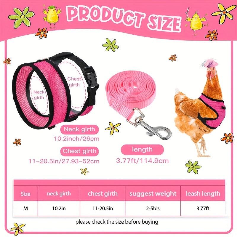 Breathable Chicken Chest Harness With Leash Adjustable Comfortable Strap