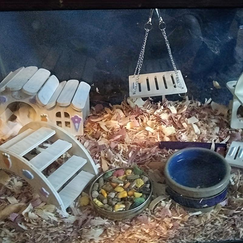 Hamster Wooden House Swing Nest Seesaw Double Villa Toy