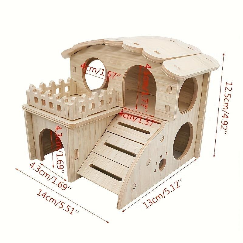 Hamster Wooden House Swing Nest Seesaw Double Villa Toy