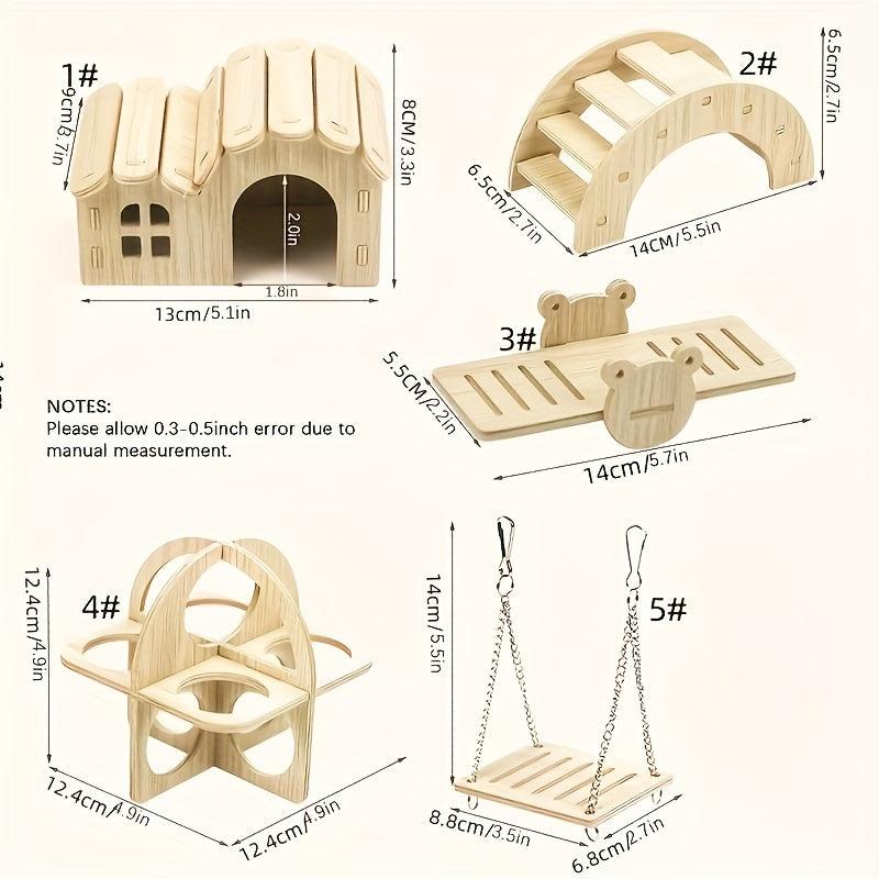 Hamster Wooden House Swing Nest Seesaw Double Villa Toy