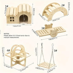 Hamster Wooden House Swing Nest Seesaw Double Villa Toy
