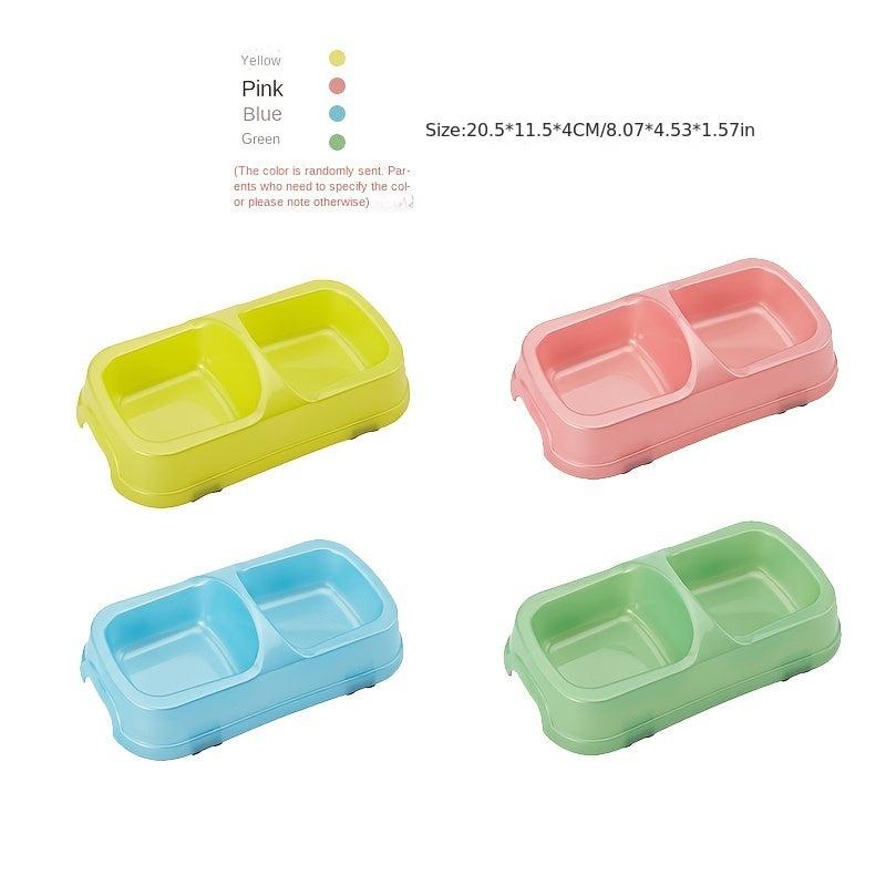 Colorful Transparent Double Bowl Dog and Cat Food Bowl