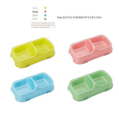 Colorful Transparent Double Bowl Dog and Cat Food Bowl