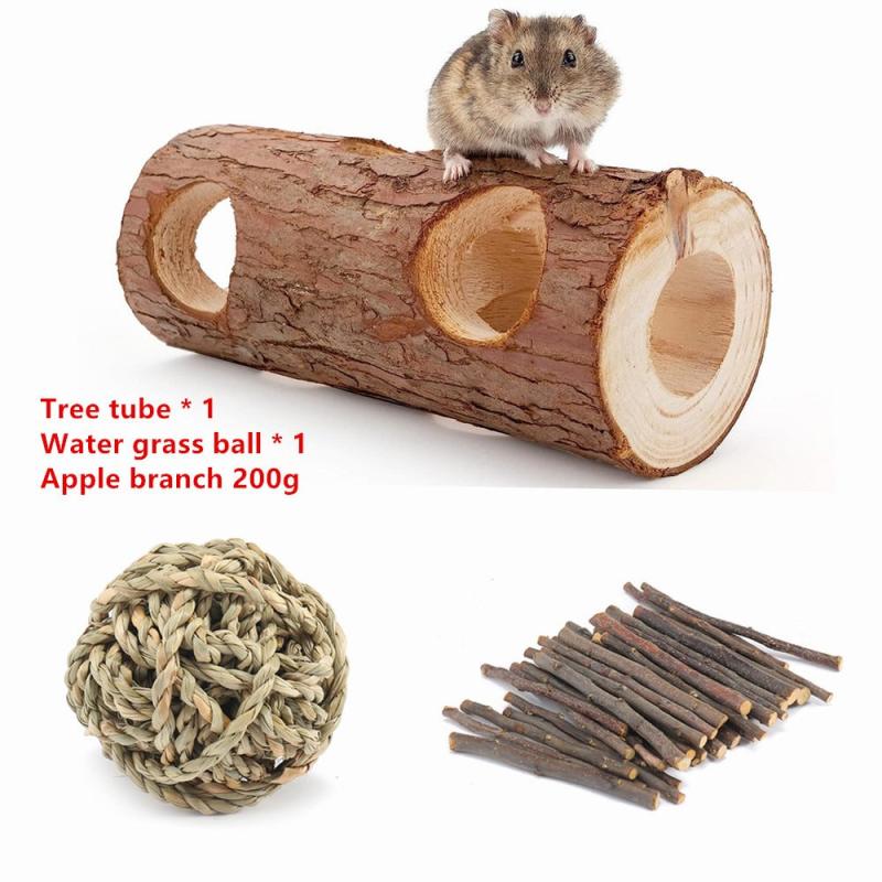 Wooden Hamster Tunnel Toy Forest Hollow Trunk Chew Toy