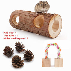 Wooden Hamster Tunnel Toy Forest Hollow Trunk Chew Toy