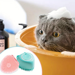 2 Pack Pet Bath Brush with Shampoo Dispenser for Dogs and Cats