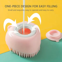 2 Pack Pet Bath Brush with Shampoo Dispenser for Dogs and Cats