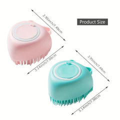 2 Pack Pet Bath Brush with Shampoo Dispenser for Dogs and Cats