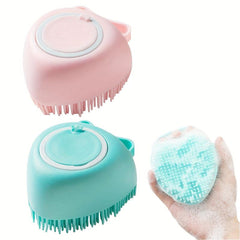 2 Pack Pet Bath Brush with Shampoo Dispenser for Dogs and Cats