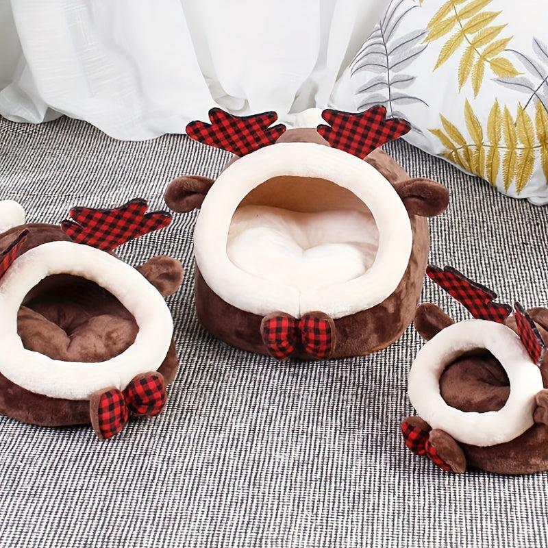 Cozy Brown Deer Shaped Nest Bed for Small Pets
