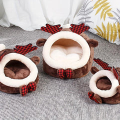 Cozy Brown Deer Shaped Nest Bed for Small Pets