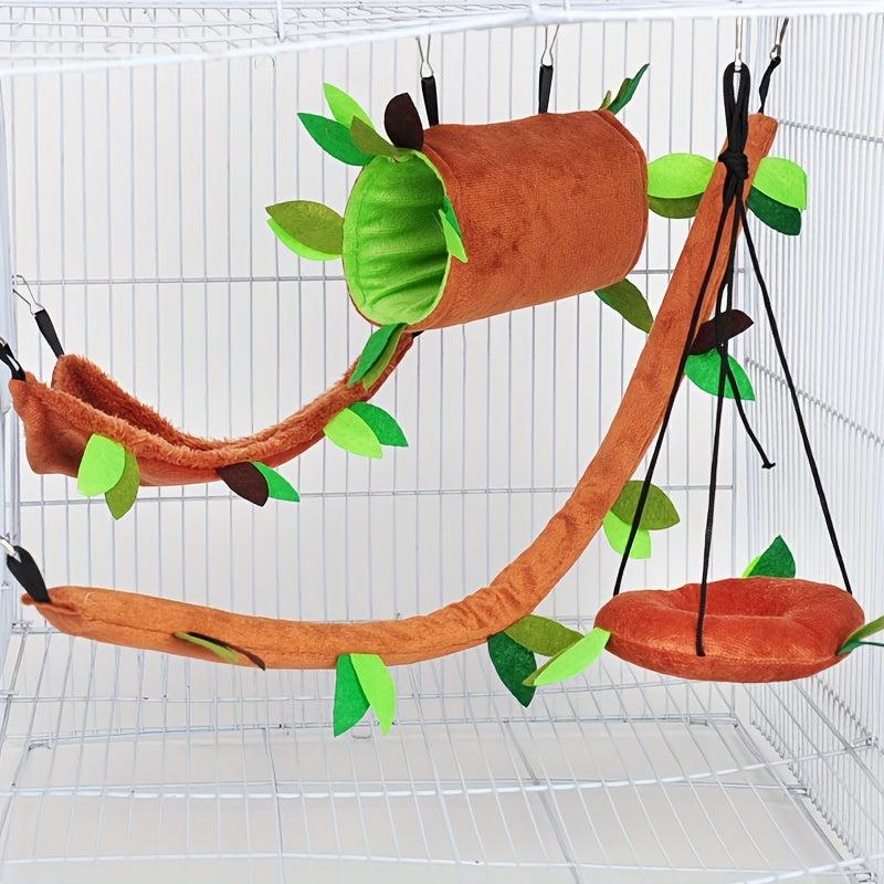 Small Pet Hanging Nest Hamster Hammock Leaf Tube Parrot Swing Squirrel Plush