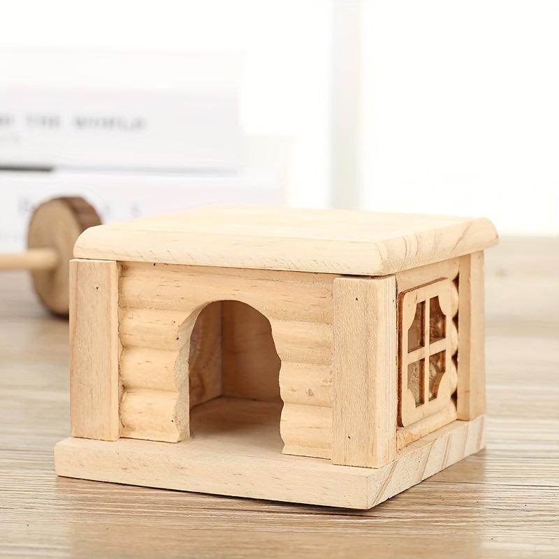 Small Villa Pet Hamster Nest Flat Roof Wooden House
