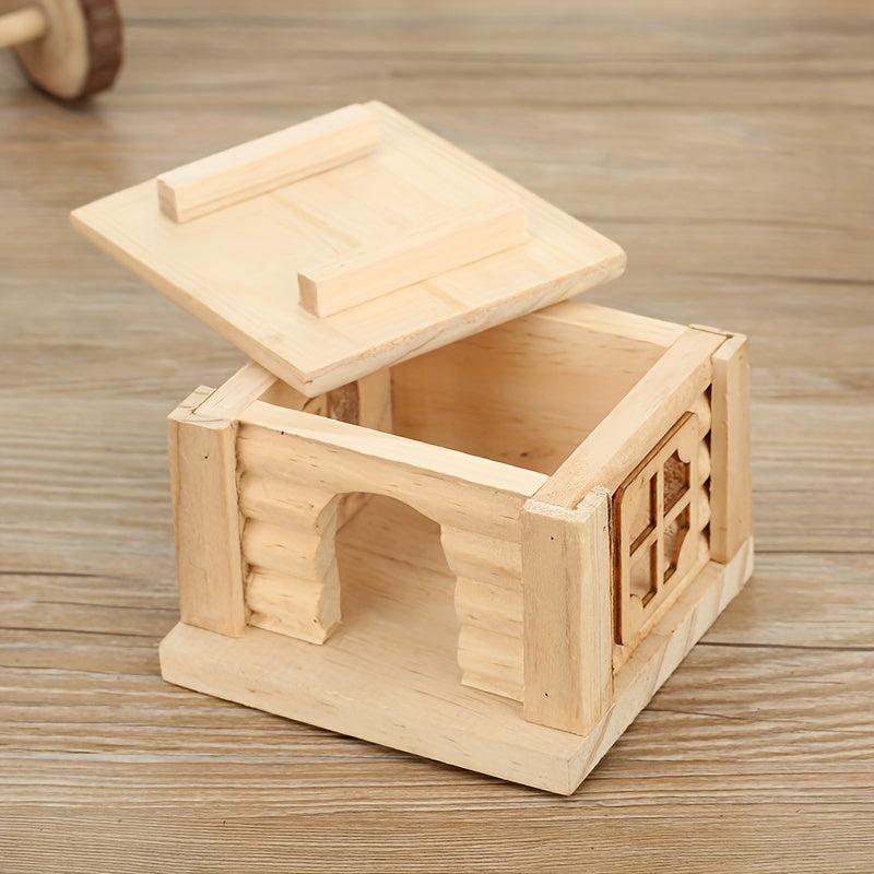 Small Villa Pet Hamster Nest Flat Roof Wooden House
