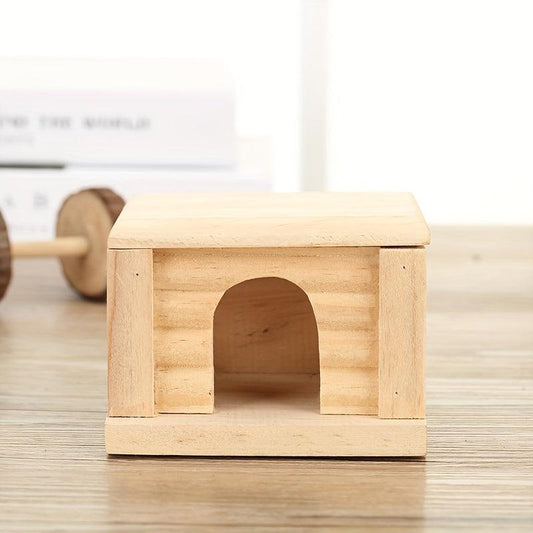 Small Villa Pet Hamster Nest Flat Roof Wooden House