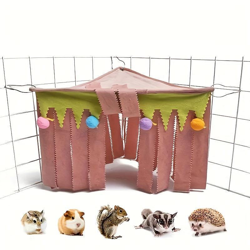 3-Sided Tassel Corner Shelter Hammock Tent for Small Pets