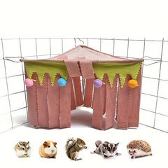3-Sided Tassel Corner Shelter Hammock Tent for Small Pets