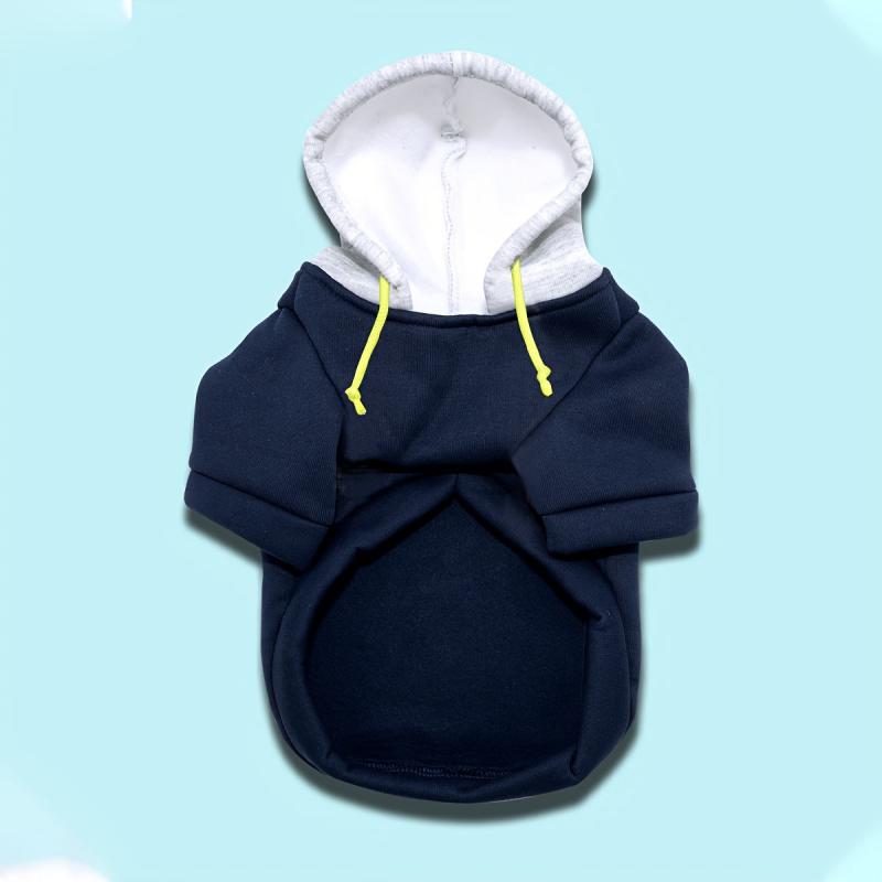 Winter Dog Hoodie Sweatshirts Dog Sweater With Pockets - Navy