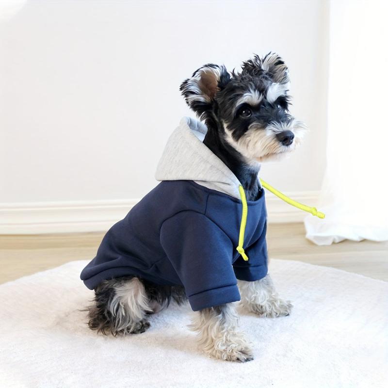 Winter Dog Hoodie Sweatshirts Dog Sweater With Pockets - Navy