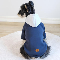 Winter Dog Hoodie Sweatshirts Dog Sweater With Pockets - Navy