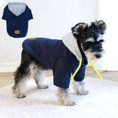 Winter Dog Hoodie Sweatshirts Dog Sweater With Pockets - Navy