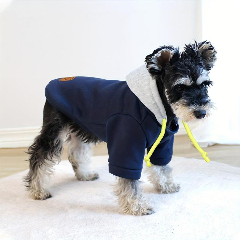 Winter Dog Hoodie Sweatshirts Dog Sweater With Pockets - Navy