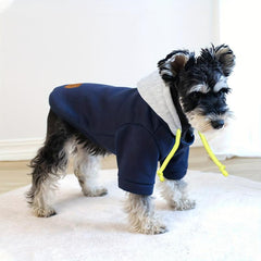 Winter Dog Hoodie Sweatshirts Dog Sweater With Pockets - Navy