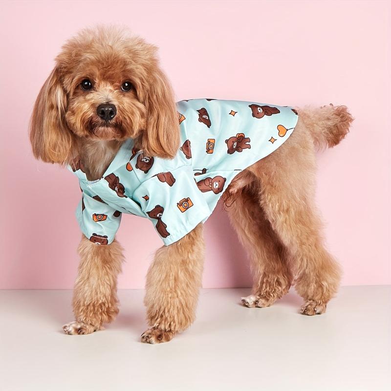 Cartoon Bear Graphic Pet Raincoat Waterproof