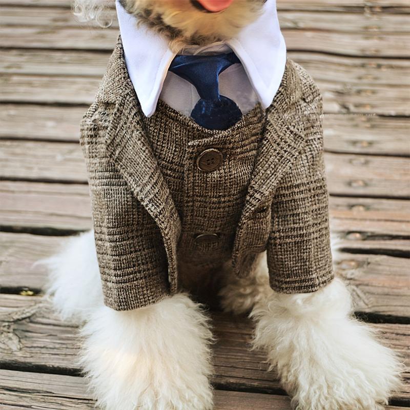 Plaid Print Pet Suit Jacket for Dog and Cat Wedding Clothes