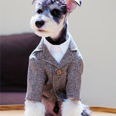 Plaid Print Pet Suit Jacket for Dog and Cat Wedding Clothes